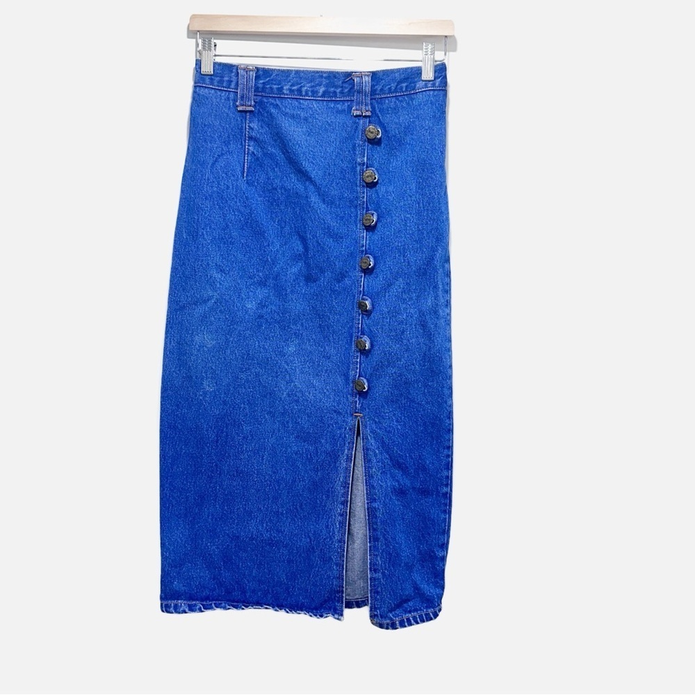 Vintage Denim Button-Down Pencil Skirt